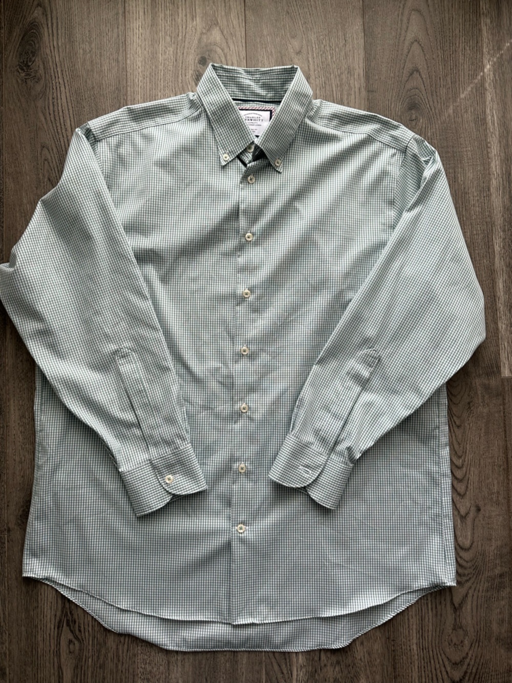 Charles Tyrwhitt Green Micro-Check Dress Shirt